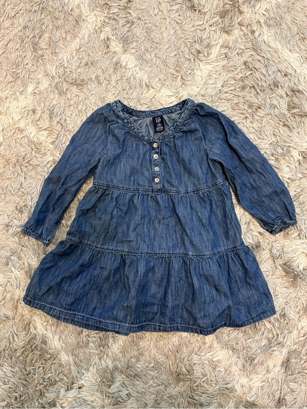 babyGap Organically Grown Cotton Tiered Denim Henley Dress
